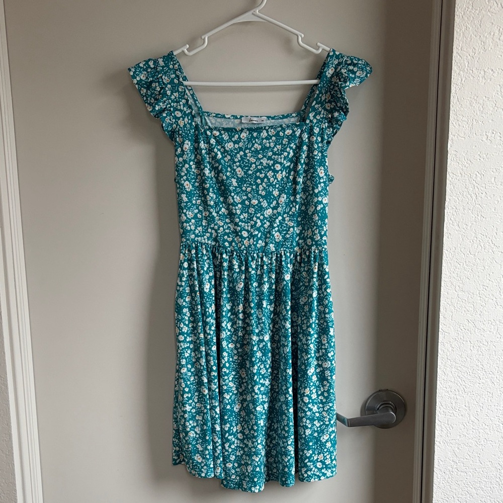 Floral/Green Dress with Pockets